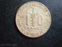 West African States, Benin, 10 francs, 1974, 32 m