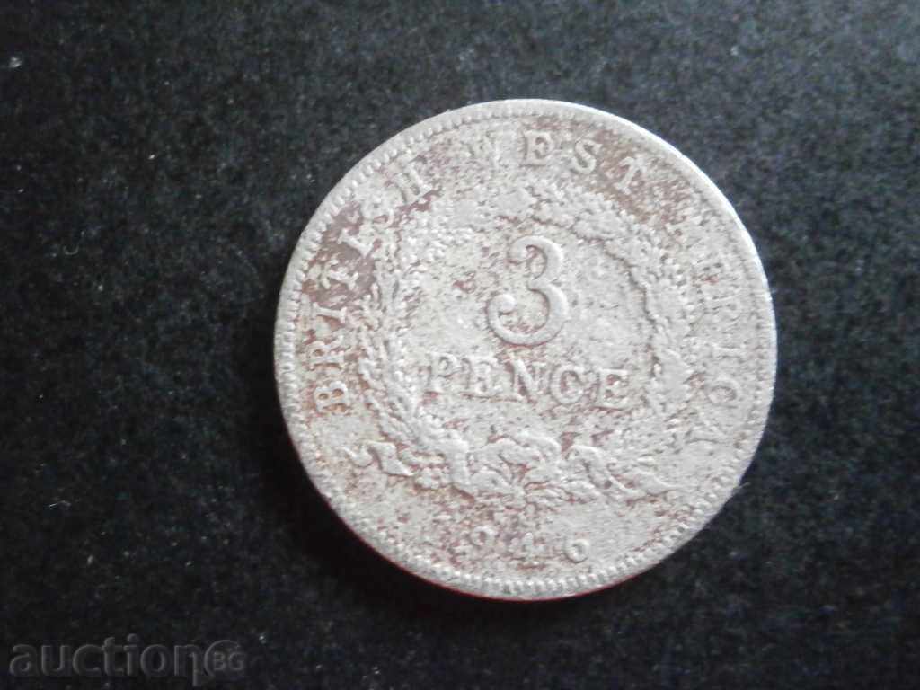 British West Africa - 3 pence, 1946 - 33 m with price 7.50 BGN | € 3.83