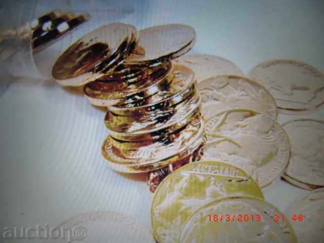 Auction 5 cents USA 24-carat uncirculated golden bathtub Auction 5 cents USA 24-carat uncirculated golden bathtub