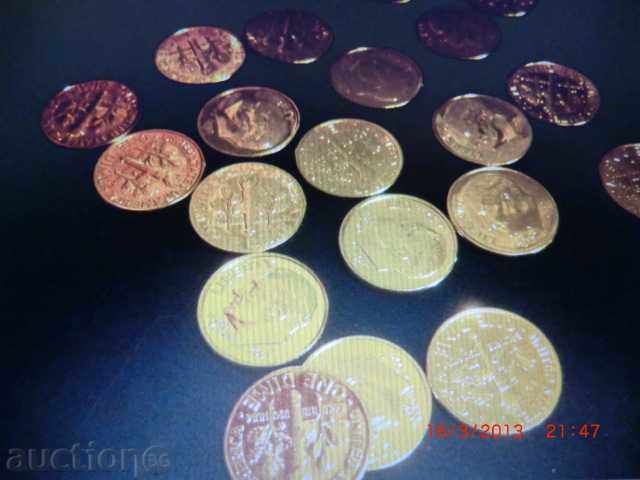 10 cents USA 24 carat gold-plated non-circulating tub with price 30.00 BGN | € 15.34