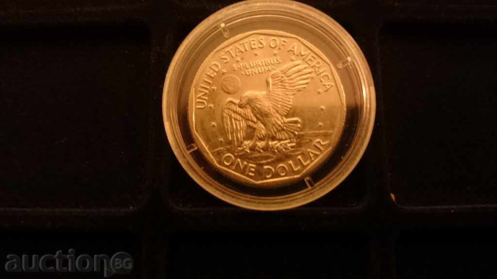 1 долар  USA  циркулирала 1979 год лимитирана  жълта