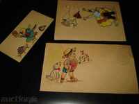 Уникални стари 3 картички ръчно рисувани от затворник 1959г.