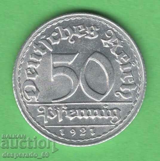 (¯`'•.¸ 50 Pfennig 1921D GERMANY UNC- ¸.•'´¯)