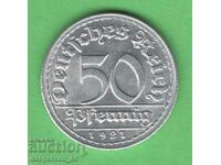 (¯`'•.¸ 50 Pfennig 1921D GERMANIA UNC- ¸.•'´¯)