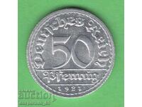 (¯`'•.¸ 50 Pfennig 1921D GERMANIA UNC- ¸.•'´¯)