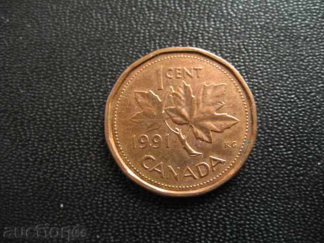 Монета. 1 cent 1991г. БЕЗ ЗАПАЗЕНА ЦЕНА