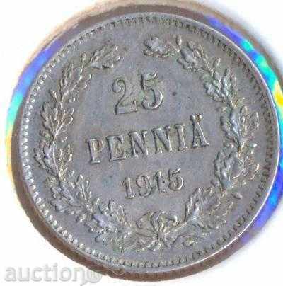 Russian Finnish 25 penny 1915, silver coin Russian Finnish 25 penny 1915, silver coin
