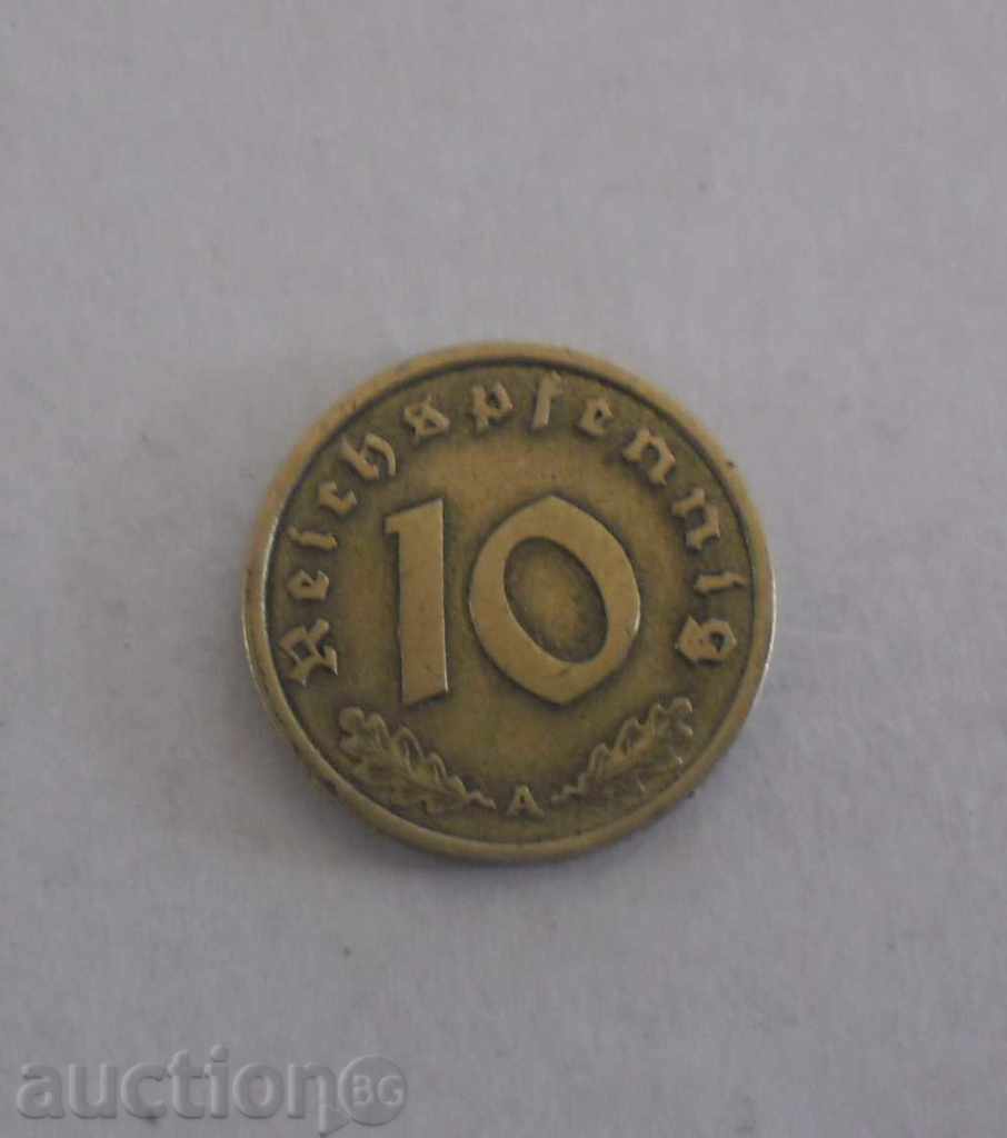 10 pfennig -1938 D - A Γερμανία