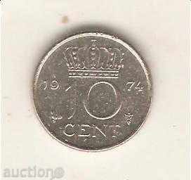 + 10 cenți Olanda 1974