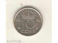 + 10 cenți Olanda 1974