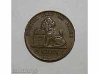 Белгия 2 centimes 1865 отлична монета XF+