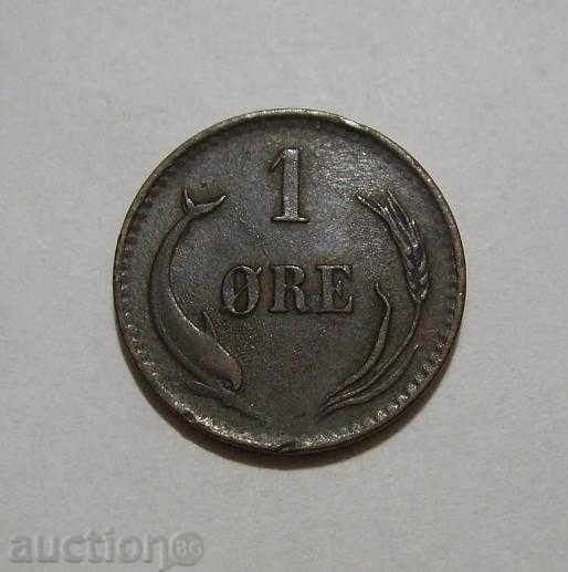 Дания 1 оре 1879 много рядка монета VF+