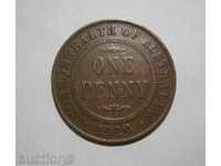 Australia 1 Penny 1920 Curiosity Defect Rare Coin