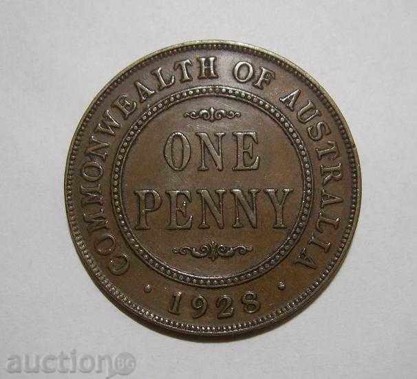 Австралия 1 пени 1928 отлична монета XF+