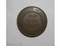 Австралия ½ пени 1918 рядка монета