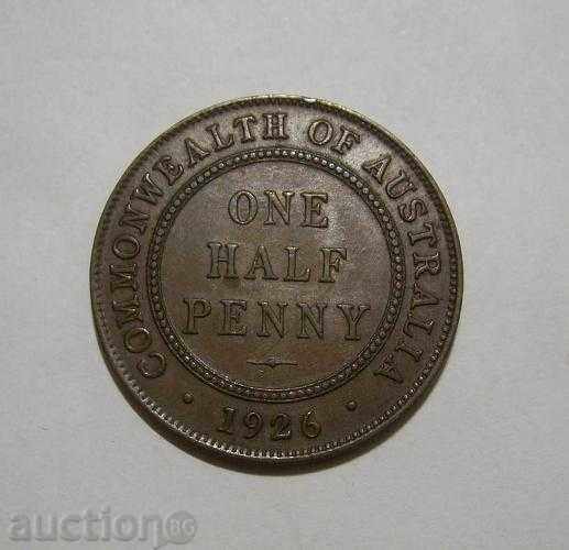 Австралия ½ пени 1926 отлична монета рядка