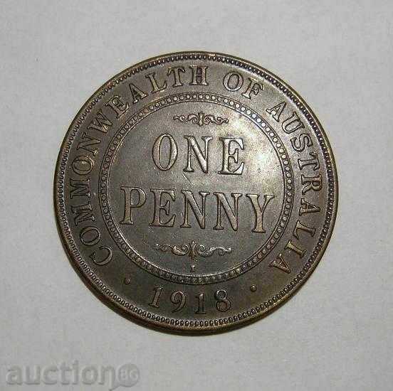Australia 1 Penny 1918 Excellent Rare Coin