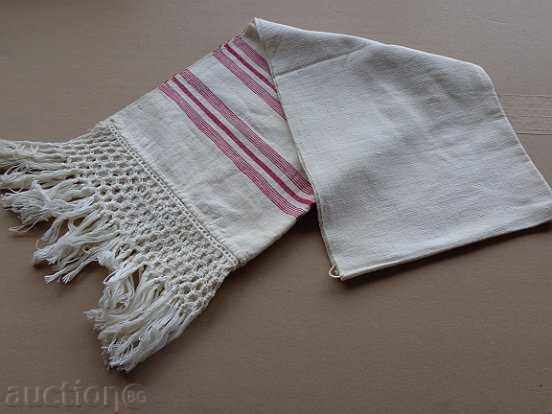 Стара кенарена кърпа с  дантела, плетка, кенар с бродерия