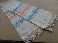 Old fringed cloth with lace, knitting, fringe with embroidery