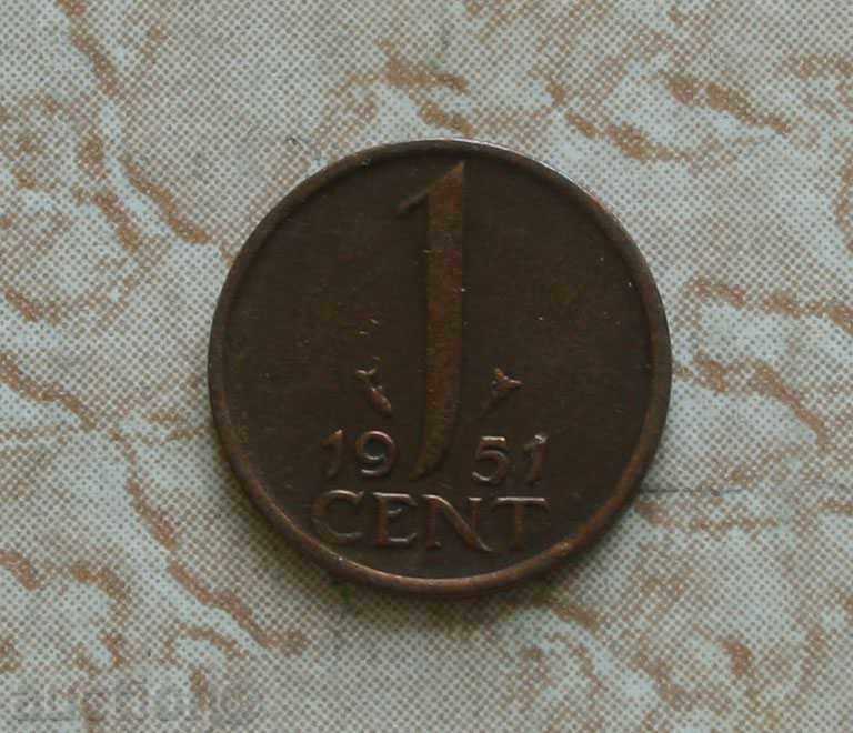 1 цент 1951  Холандия