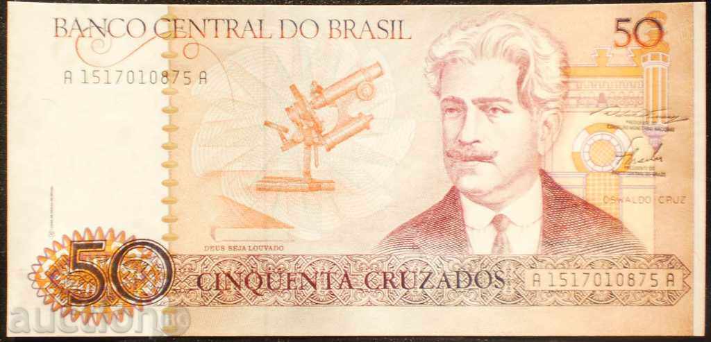 Banknote Brazil 50 Cruzeo 1986 UNC Rare Banknote