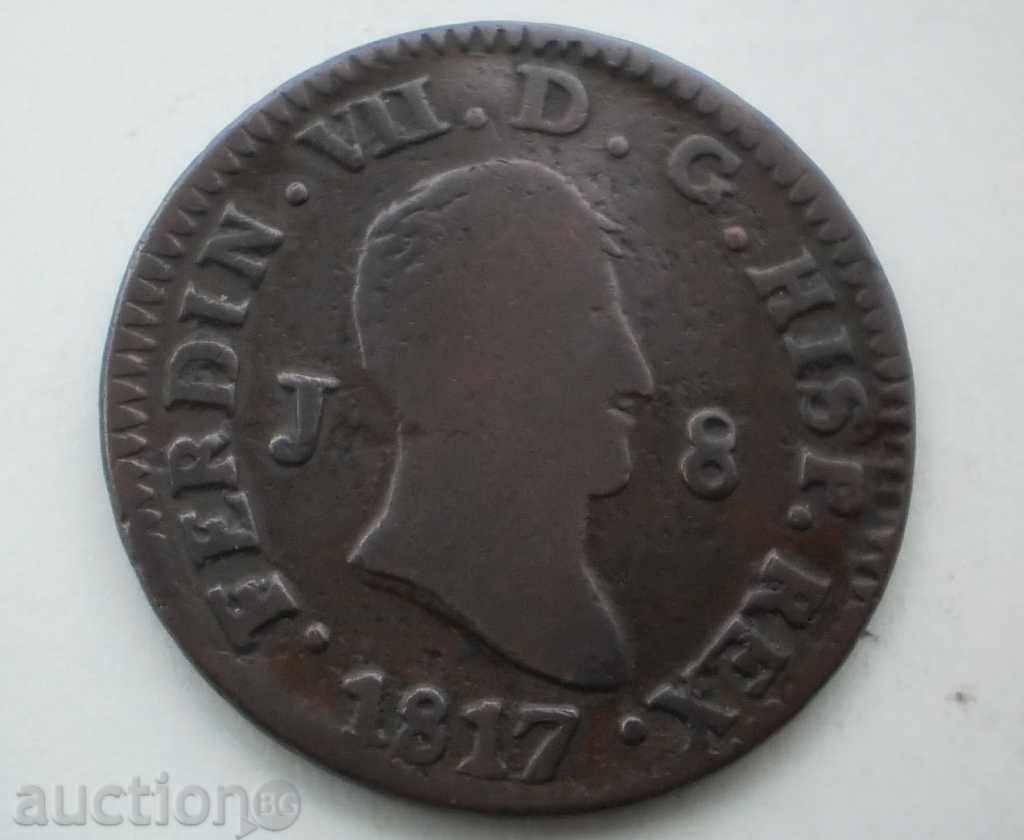 Испания  8 MARAVEDIS 1817    FERDINАND VII с цена € 10.23 | 20.01 лв.