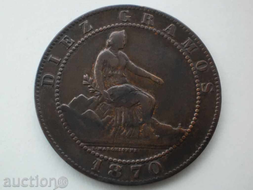 Spania 10 Centimos 1870