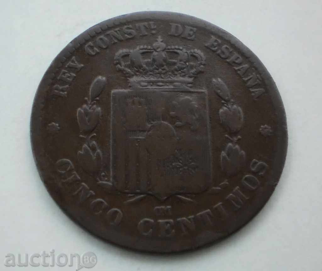 Spania 5 centimos 1879