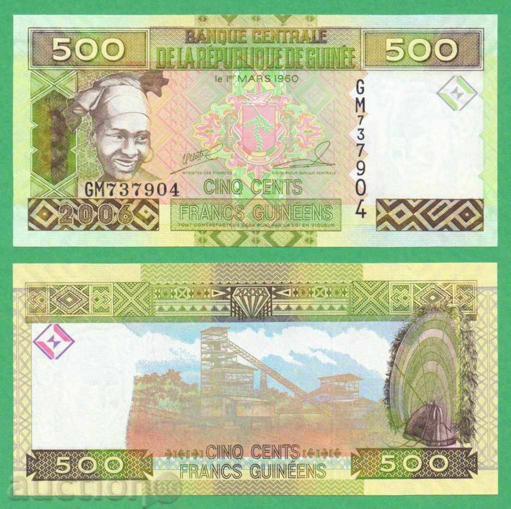 (¯` '•., GUINEA 500 franca 2006 UNC • •••)