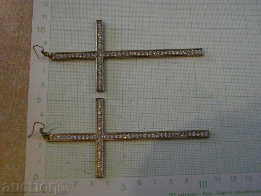 Earrings "Cross with stones" metal - 21 g