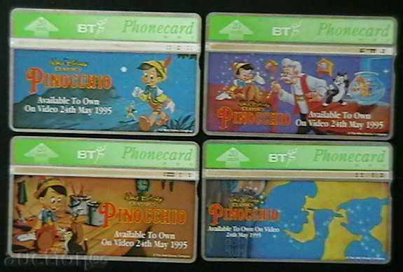 Lot de 4, Marea Britanie cartelelor telefonice