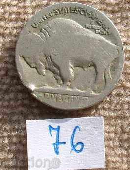 САЩ 5 цента five cent 1910 година