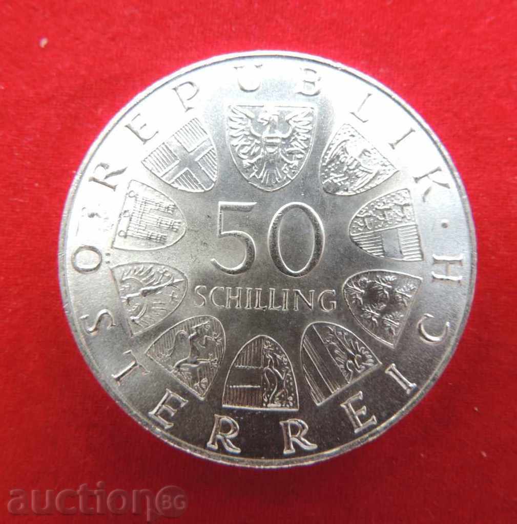50 Shillings Austria Argint 1963-CALITATE-PENTRU COLECȚIE-