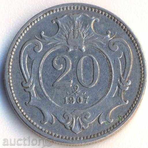 Австрия 20 халера 1907 година