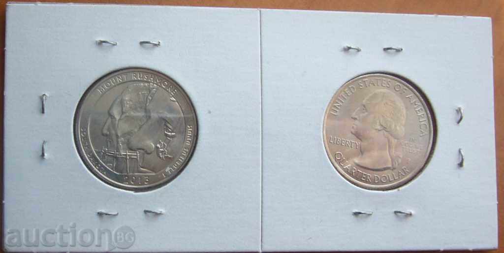 United States Beautiful America 1/4 USD 2013 Mount Rushmore D & P with price 4.80 BGN | € 2.45 United States Beautiful America 1/4 USD 2013 Mount Rushmore D & P with price 4.80 BGN | € 2.45