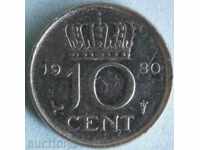 Olanda 10 cenți 1980.