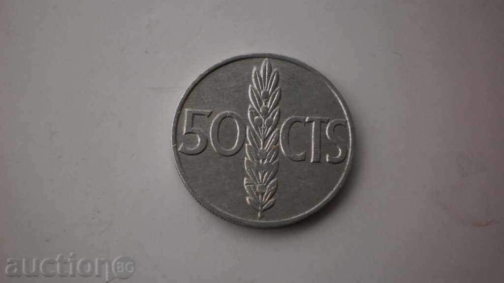 50 Центимо 1966  Испания