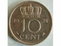 Netherlands 10 cents 1958