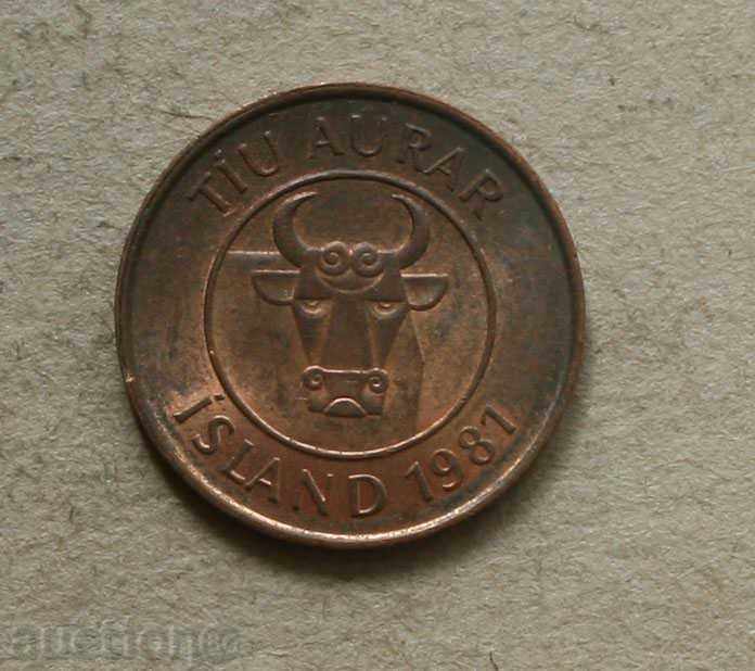 10 aur 1981 Iceland No 2 with price € 0.41 | 0.80 BGN