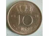Netherlands 10 cents 1958