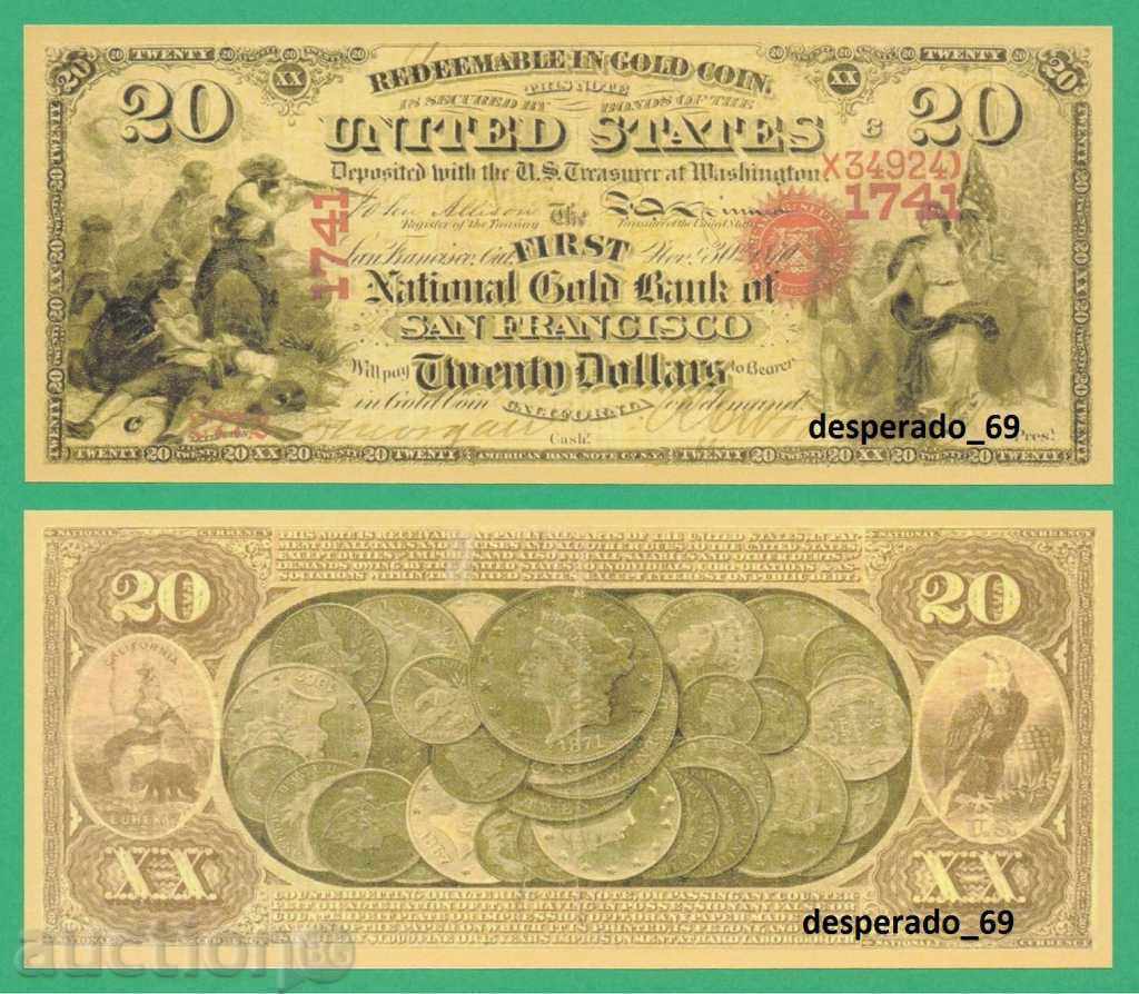 (Αναπαραγωγή) US $ 20 "χρυσό" 1870 UNC • '')