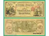 (¯`'•.¸(reproduction) USA 20 "gold" dollars 1870 UNC•'´¯)