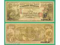 (¯`'•.¸(репродукция)  САЩ  100 "златни" долара 1874  UNC'´¯)