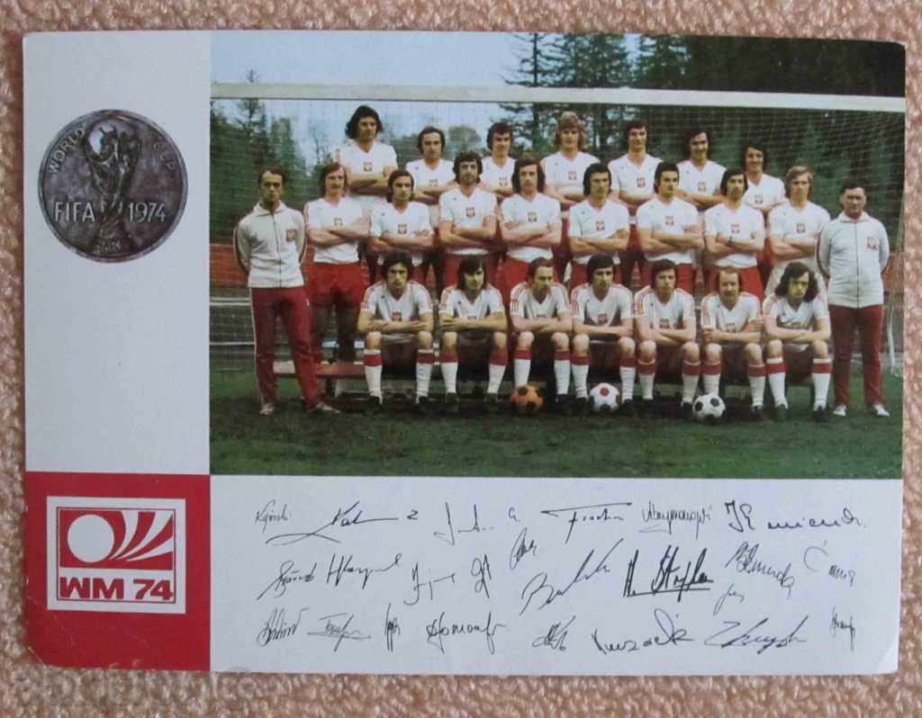 футбол картичка Полша 1974г. бронзов медалист