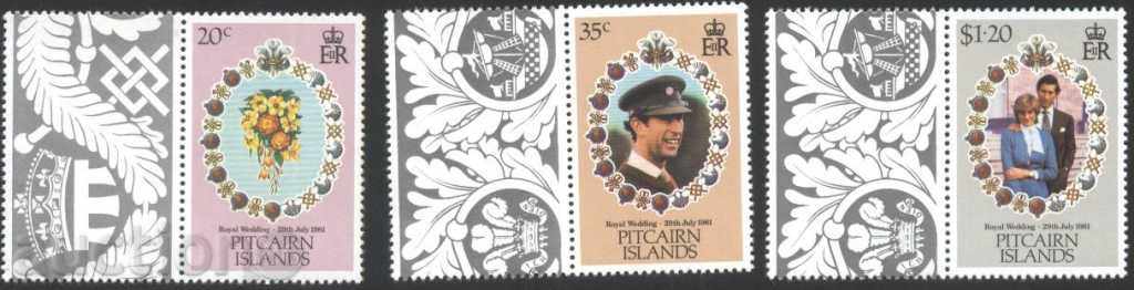 Чисти марки Кралска сватба  1981  от  Острови Питкерн
