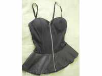 Elegant faux leather and lycra bustier T A L L Y W E I