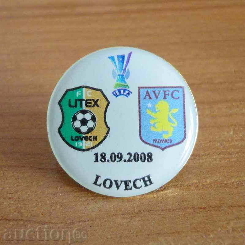 Insigna de fotbal Litex-Aston Villa UEFA 2008
