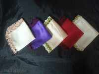 Handkerchiefs with crocheted lace, size 25x25cm.