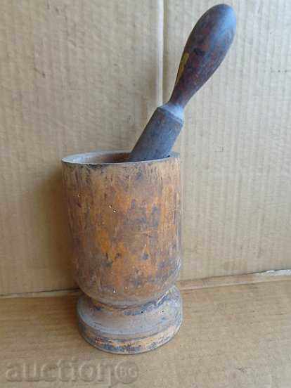 Old wooden mortar, mortar, wooden