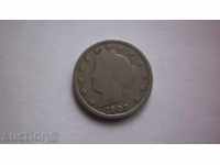 САЩ   5  Цента 1902 Рядка Монета